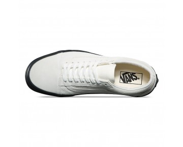 Chaussures Vans En Daim Old Skool Homme/Femme White/Black NO. 8G1OIP