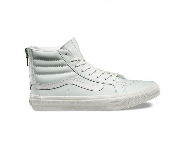 Chaussures Vans Zippées Cuir Sk8-Hi Slim Femme (Leather) Zephyr Blue/Blanc De Blanc NO. 8GRMRI
