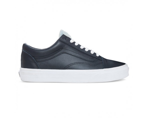 Chaussures Vans Cuir Denim Old Skool Femme (Leather Denim) Black/Denim NO. 8G1NZJ