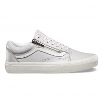 Chaussures Vans Zippées Cuir Old Skool Femme (Leather) Wind Chime/Blanc De Blanc NO. 493MWU