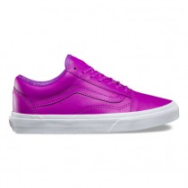 Chaussures Vans Cuir Neon Old Skool Femme (Neon Leather) Neon Purple/True White NO. 8G1MW5
